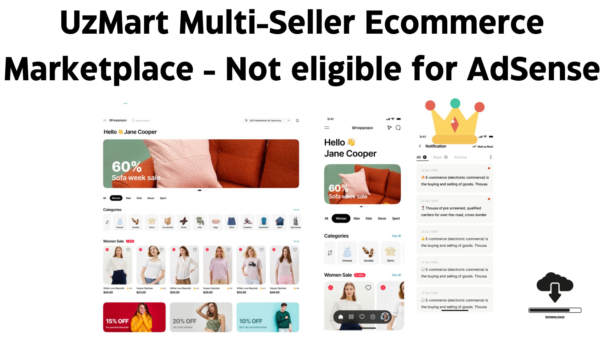 Uzmart Multi-Seller Ecommerce Marketplace - Not Eligible For Adsense